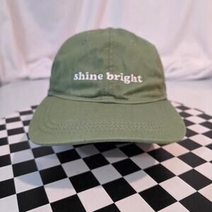 Shine Bright Sage Green Embroidered Spellout Strapback Hat OSFA